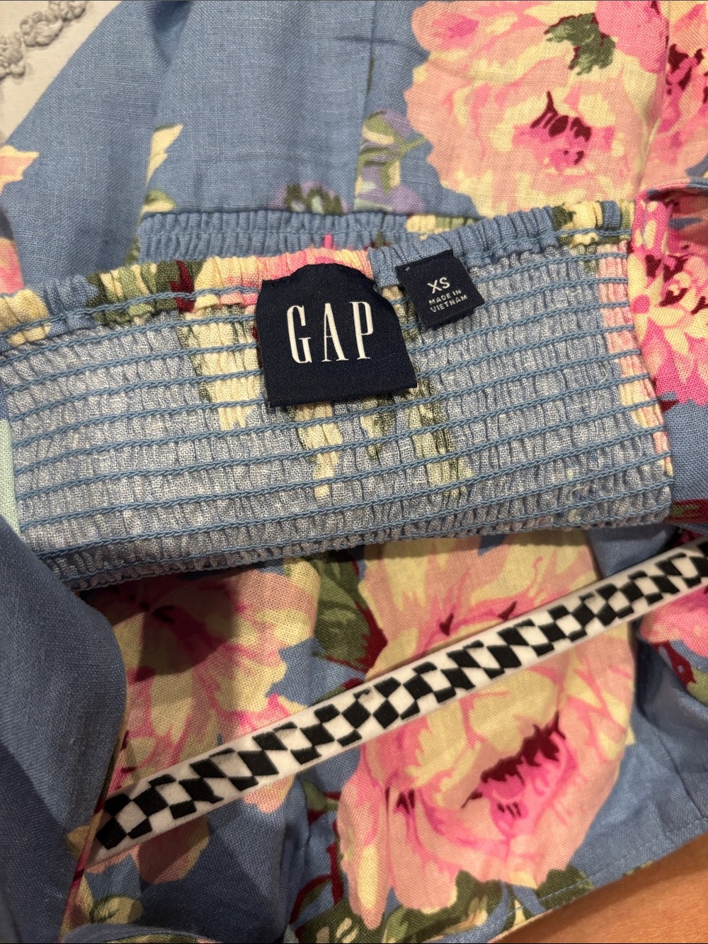 Gap XS Bright Blue/ Pink Floral Maxi Dress